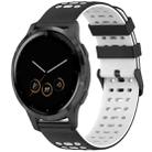 For Garmin Watch 22mm Three Rows Hole Two Color Silicone Watch Band(Black+White) - 1