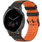 For Garmin Watch 22mm Three Rows Hole Two Color Silicone Watch Band(Black+Orange) - 1