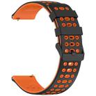 For Garmin Watch 22mm Three Rows Hole Two Color Silicone Watch Band(Black+Orange) - 2