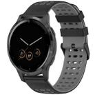 For Garmin Watch 22mm Three Rows Hole Two Color Silicone Watch Band(Black+Grey) - 1