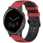 For Garmin Watch 22mm Three Rows Hole Two Color Silicone Watch Band(Red+Black) - 1