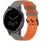 For Garmin Watch 22mm Three Rows Hole Two Color Silicone Watch Band(Grey+Orange) - 1