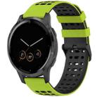 For Garmin Watch 22mm Three Rows Hole Two Color Silicone Watch Band(Lime Green+Black) - 1