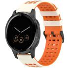 For Garmin Watch 22mm Three Rows Hole Two Color Silicone Watch Band(Starlight+Orange) - 1