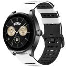 For Huawei Watch 22mm Hollow Three Rows Hole Two Color Silicone Watch Band(White+Black) - 1