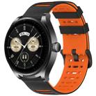 For Huawei Watch 22mm Hollow Three Rows Hole Two Color Silicone Watch Band(Black+Orange) - 1