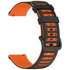 For Huawei Watch 22mm Hollow Three Rows Hole Two Color Silicone Watch Band(Black+Orange) - 2