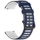 For Huawei Watch 22mm Hollow Three Rows Hole Two Color Silicone Watch Band(Midnight Blue+White) - 2