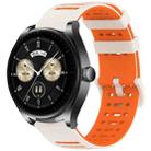 For Huawei Watch 22mm Hollow Three Rows Hole Two Color Silicone Watch Band(Starlight+Orange) - 1