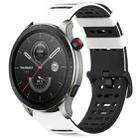 For Amazfit Watch 22mm Hollow Three Rows Hole Two Color Silicone Watch Band(White+Black) - 1