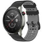 For Amazfit Watch 22mm Hollow Three Rows Hole Two Color Silicone Watch Band(Black+Grey) - 1