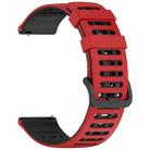 For Amazfit Watch 22mm Hollow Three Rows Hole Two Color Silicone Watch Band(Red+Black) - 2