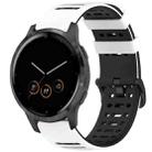 For Garmin Watch 22mm Hollow Three Rows Hole Two Color Silicone Watch Band(White+Black) - 1