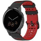 For Garmin Watch 22mm Hollow Three Rows Hole Two Color Silicone Watch Band(Black+Red) - 1