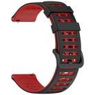 For Garmin Watch 22mm Hollow Three Rows Hole Two Color Silicone Watch Band(Black+Red) - 2