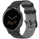 For Garmin Watch 22mm Hollow Three Rows Hole Two Color Silicone Watch Band(Black+Grey) - 1