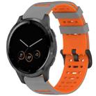 For Garmin Watch 22mm Hollow Three Rows Hole Two Color Silicone Watch Band(Grey+Orange) - 1