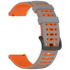 For Garmin Watch 22mm Hollow Three Rows Hole Two Color Silicone Watch Band(Grey+Orange) - 2