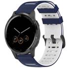 For Garmin Watch 22mm Hollow Three Rows Hole Two Color Silicone Watch Band(Midnight Blue+White) - 1
