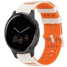 For Garmin Watch 22mm Hollow Three Rows Hole Two Color Silicone Watch Band(Starlight+Orange) - 1