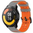 For Xiaomi Watch 22mm Hollow Three Rows Hole Two Color Silicone Watch Band(Grey+Orange) - 1