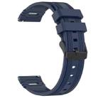 For COROS Watch 22mm Vertical Pattern Black Buckle Silicone Watch Band(Navy Blue) - 3