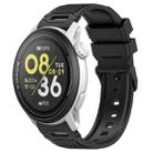 For COROS Watch 22mm Vertical Pattern Black Buckle Silicone Watch Band(Black) - 1