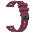 For COROS Watch 22mm Vertical Pattern Black Buckle Silicone Watch Band(Wine Red) - 3