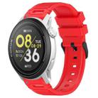 For COROS Watch 22mm Vertical Pattern Black Buckle Silicone Watch Band(Dual Color+Red) - 1