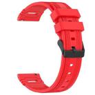 For COROS Watch 22mm Vertical Pattern Black Buckle Silicone Watch Band(Dual Color+Red) - 3