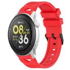 For COROS Watch 22mm Dotted Black Buckle Silicone Watch Band(Dual Color+Red) - 1