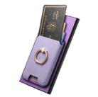 For Samsung Galaxy S25 Ultra 5G Retro Cross Leather Ring Vertical Insert Card Bag MagSafe Phone Case(Purple) - 3