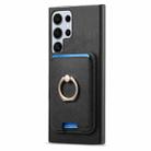 For Samsung Galaxy S25 Ultra 5G Retro Cross Leather Ring Vertical Insert Card Bag MagSafe Phone Case(Black) - 2