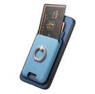 For Samsung Galaxy S24 FE 5G Retro Cross Leather Ring Vertical Insert Card Bag MagSafe Phone Case(Blue) - 3