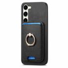 For Samsung Galaxy S24 FE 5G Retro Cross Leather Ring Vertical Insert Card Bag MagSafe Phone Case(Black) - 2