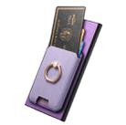 For Samsung Galaxy S24 Ultra 5G Retro Cross Leather Ring Vertical Insert Card Bag MagSafe Phone Case(Purple) - 3