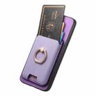 For Samsung Galaxy S24+ 5G Retro Cross Leather Ring Vertical Insert Card Bag MagSafe Phone Case(Purple) - 3