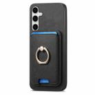 For Samsung Galaxy S24+ 5G Retro Cross Leather Ring Vertical Insert Card Bag MagSafe Phone Case(Black) - 2