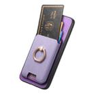 For Samsung Galaxy S24 5G Retro Cross Leather Ring Vertical Insert Card Bag MagSafe Phone Case(Purple) - 3