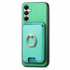 For Samsung Galaxy A05s Retro Cross Leather Ring Vertical Insert Card Bag MagSafe Phone Case(Green) - 2