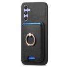 For Samsung Galaxy M14 5G Retro Cross Leather Ring Vertical Insert Card Bag MagSafe Phone Case(Black) - 2