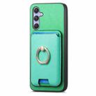 For Samsung Galaxy A34 5G Retro Cross Leather Ring Vertical Insert Card Bag MagSafe Phone Case(Green) - 2