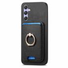 For Samsung Galaxy A54 5G Retro Cross Leather Ring Vertical Insert Card Bag MagSafe Phone Case(Black) - 2