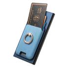 For Samsung Galaxy S23 Ultra 5G Retro Cross Leather Ring Vertical Insert Card Bag MagSafe Phone Case(Blue) - 3