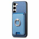 For Samsung Galaxy S23+ 5G Retro Cross Leather Ring Vertical Insert Card Bag MagSafe Phone Case(Blue) - 2