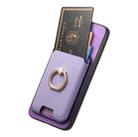 For Samsung Galaxy S23+ 5G Retro Cross Leather Ring Vertical Insert Card Bag MagSafe Phone Case(Purple) - 3
