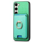For Samsung Galaxy S23+ 5G Retro Cross Leather Ring Vertical Insert Card Bag MagSafe Phone Case(Green) - 2