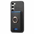 For Samsung Galaxy S23+ 5G Retro Cross Leather Ring Vertical Insert Card Bag MagSafe Phone Case(Black) - 2