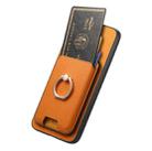 For Samsung Galaxy S23 5G Retro Cross Leather Ring Vertical Insert Card Bag MagSafe Phone Case(Yellow) - 3