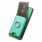 For Samsung Galaxy S23 5G Retro Cross Leather Ring Vertical Insert Card Bag MagSafe Phone Case(Green) - 3